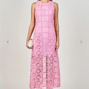 Endless Rose Pink Textured Crochet Maxi Dress